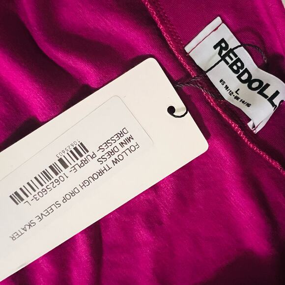 Rebdolls Long Sleeve V Neck Skater Dress Size L Large NWT - Picture 3 of 8